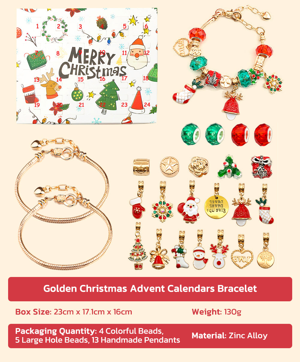 Golden Christmas Advent Calendars Bracelet