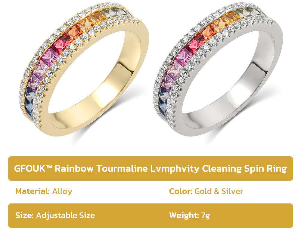 GFOUK™ Rainbow Tourmaline Lvmphvity Cleaning Spin Ring