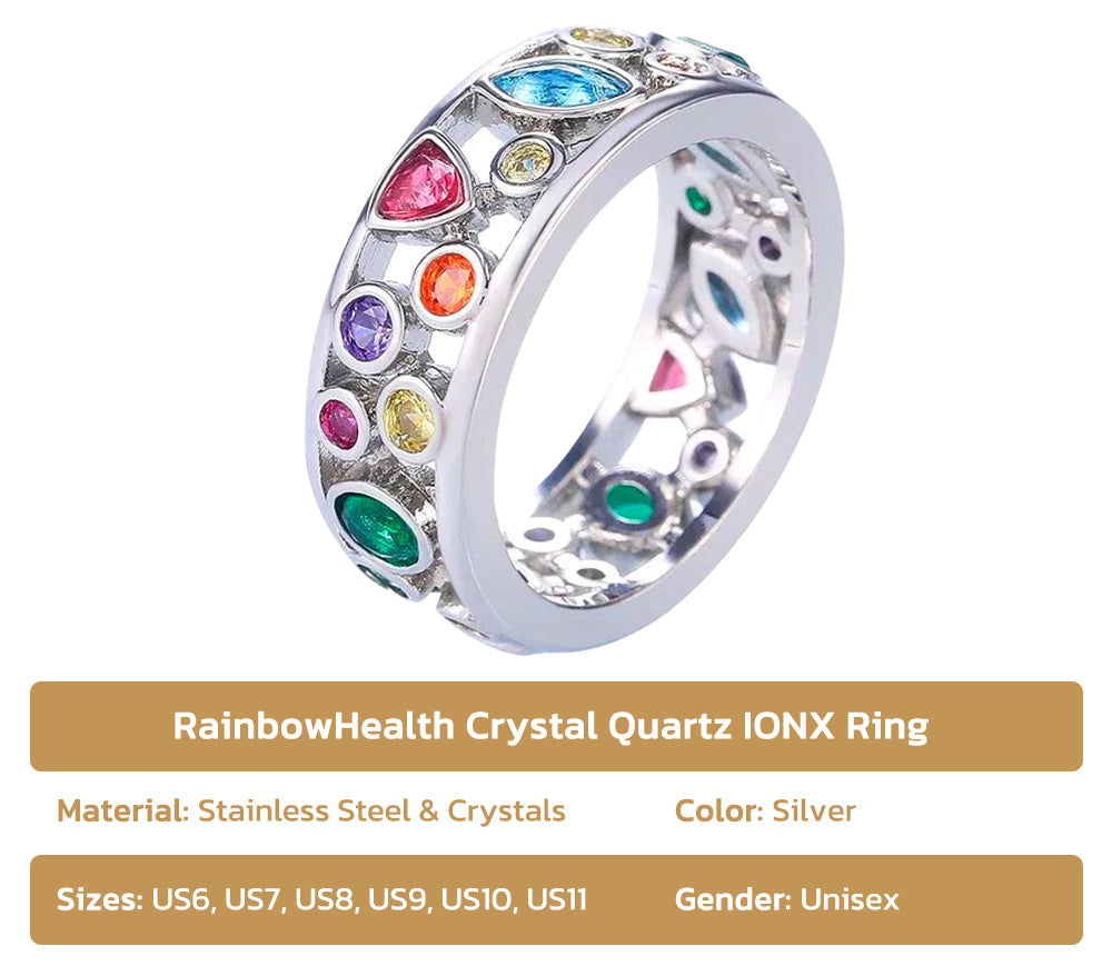 RainbowHealth Crystal Quartz IONX Ring 
