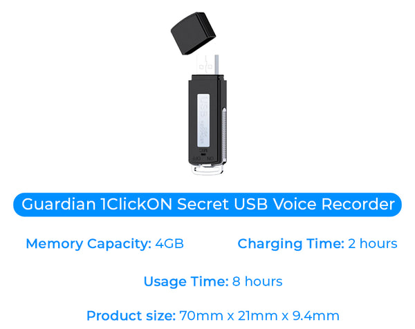 Guardian 1ClickON Secret USB Voice Recorder