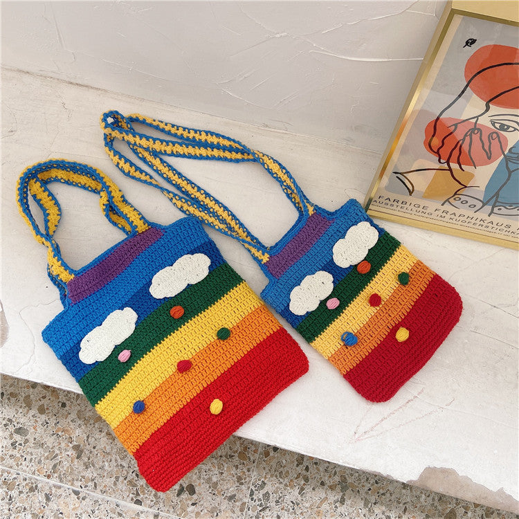 bolsa de crochê arco-íris - Bolsas artesanais - Tristar Boutique