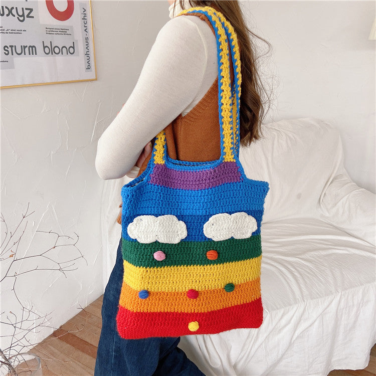 bolsa de crochê arco-íris - Bolsas artesanais - Tristar Boutique