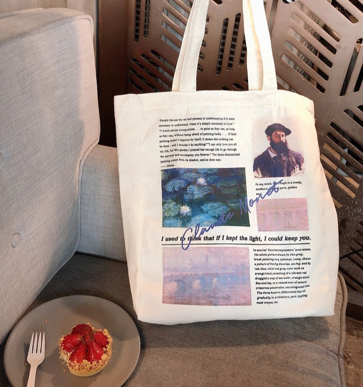 art printed tote bag with Claude Monet collage - Tristar Boutique