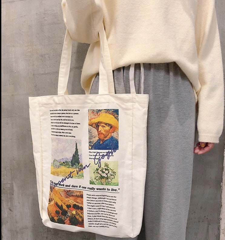 art printed tote bag with Vincent van Gogh collage - Tristar Boutique