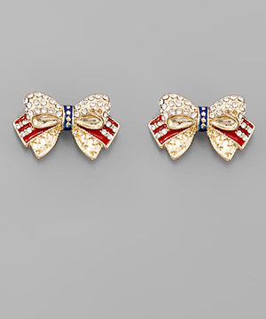 Red White & Bow Earrings