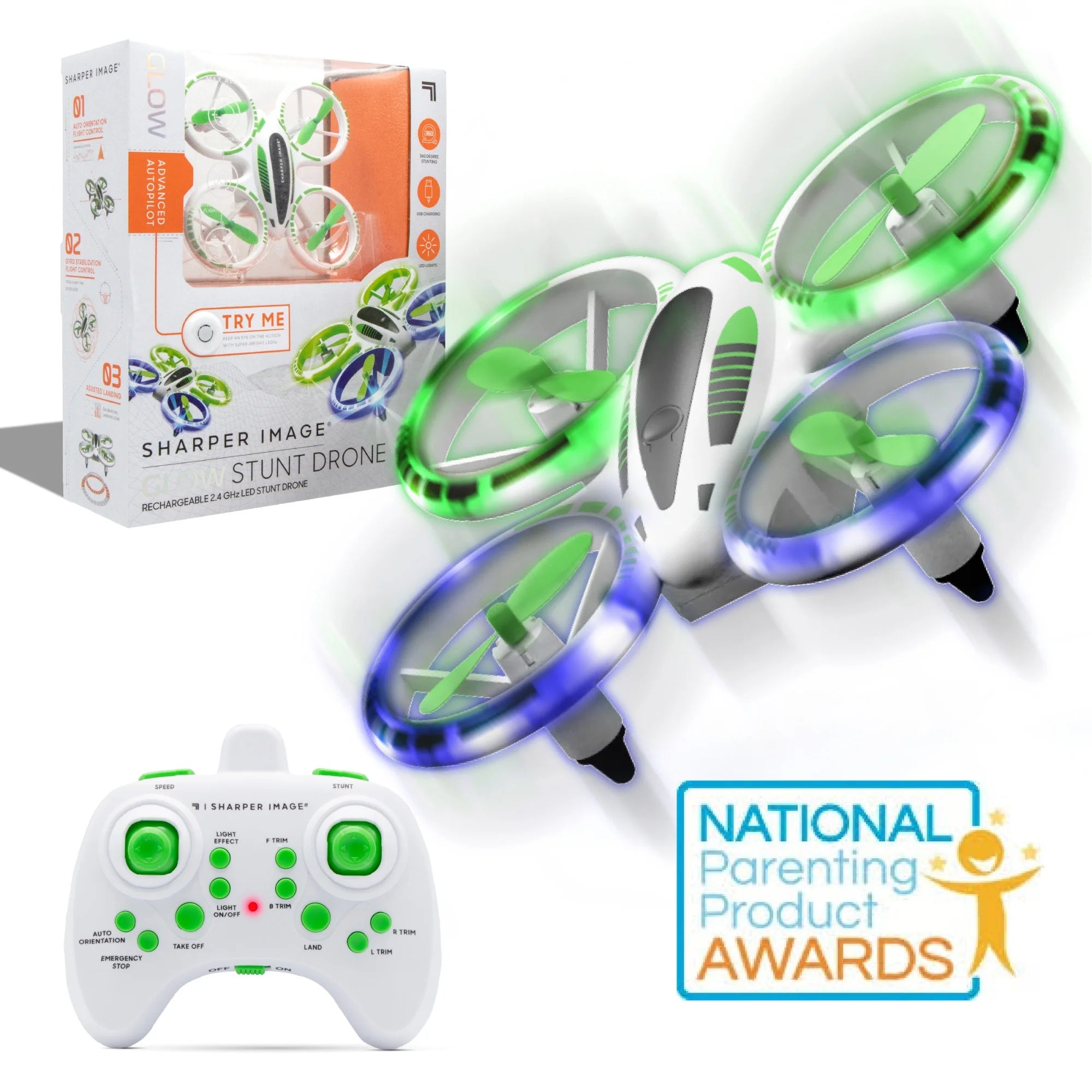 Sharper Image® 2.4GHz RC Glow up Stunt Drone with LED Lights