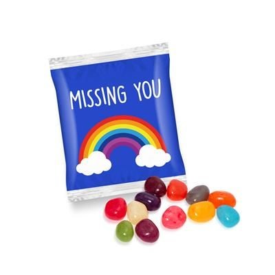 Branded Promotional FLOW BAG RAINBOW BEANS 10G Sweets From Concept Incentives.