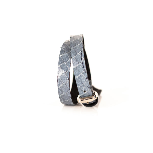 The Snake Skin Leather Double Wrap Bracelet M/L