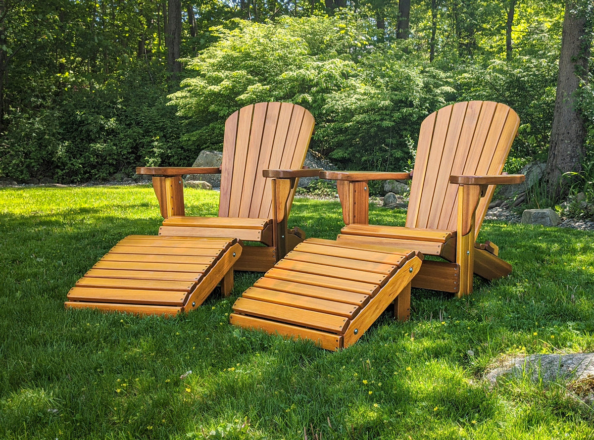 Cedar Adirondack chairs in a park