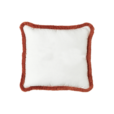 Classic White with Burnt Orange Fringe Cushion (Indoor)