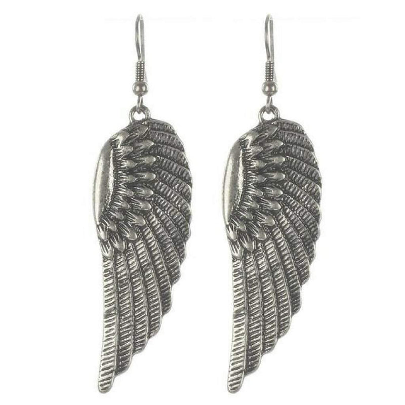 Buy the Silver Textured Angel Wings Earrings | JaeBee Jewelry