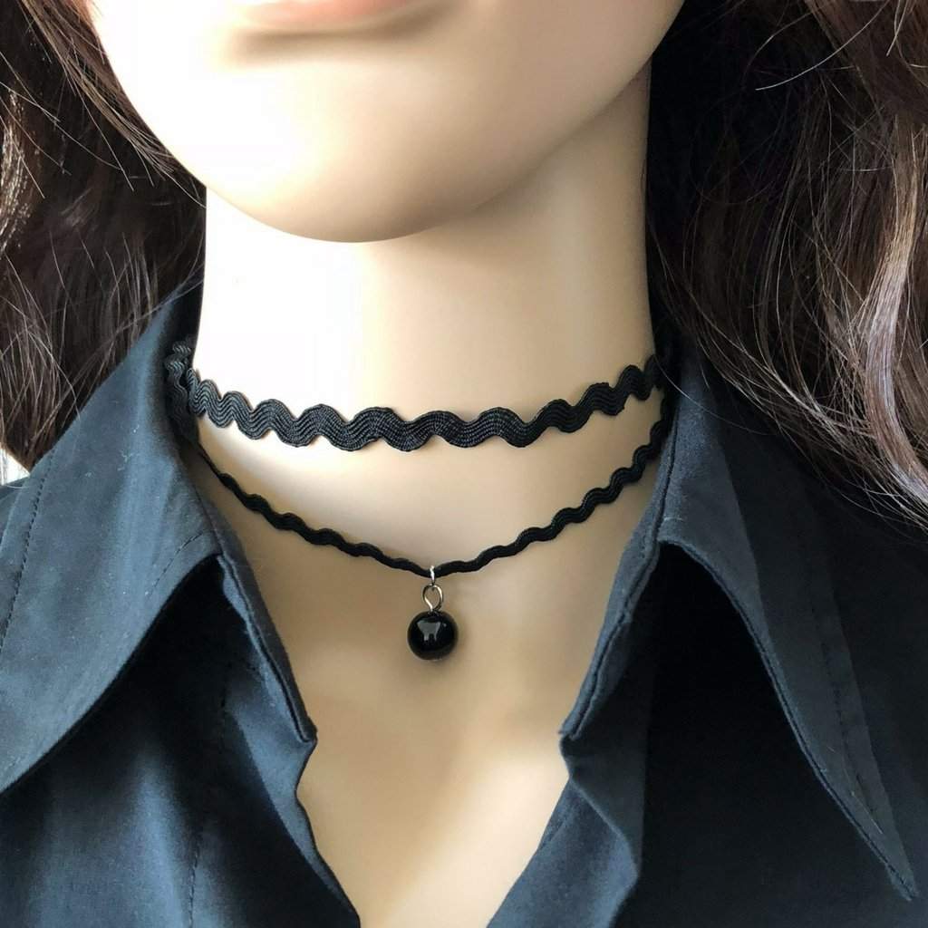 black layered choker necklace