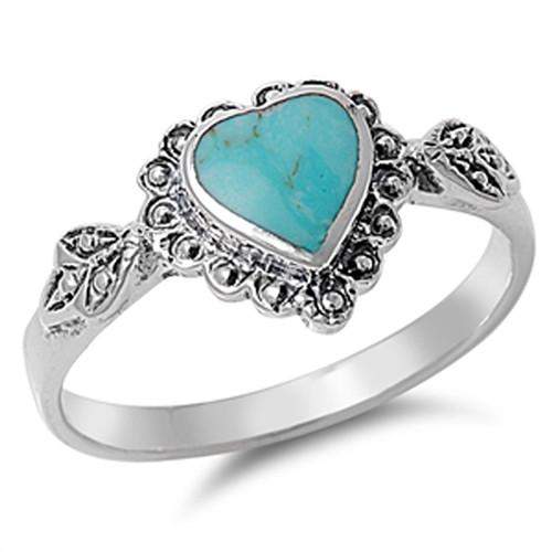 Buy the Sterling Silver Turquoise Heart Ring | JaeBee Jewelry