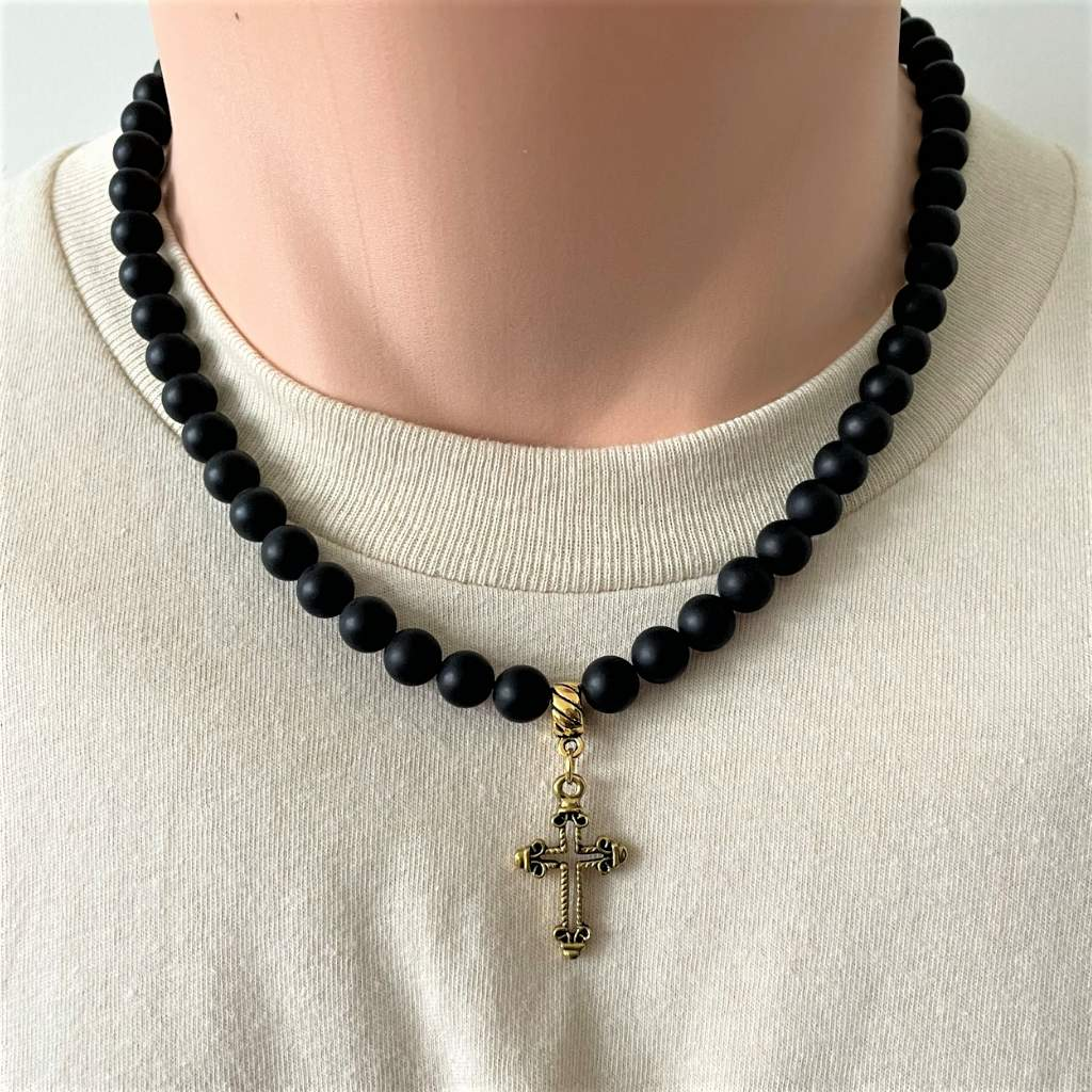 Long Beaded Bead Necklace in Black and Silver - Julie Powell Design