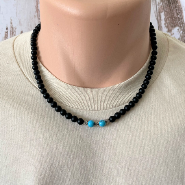 Buy the Mens Black Onyx Beaded Long and Short 6mm Necklaces