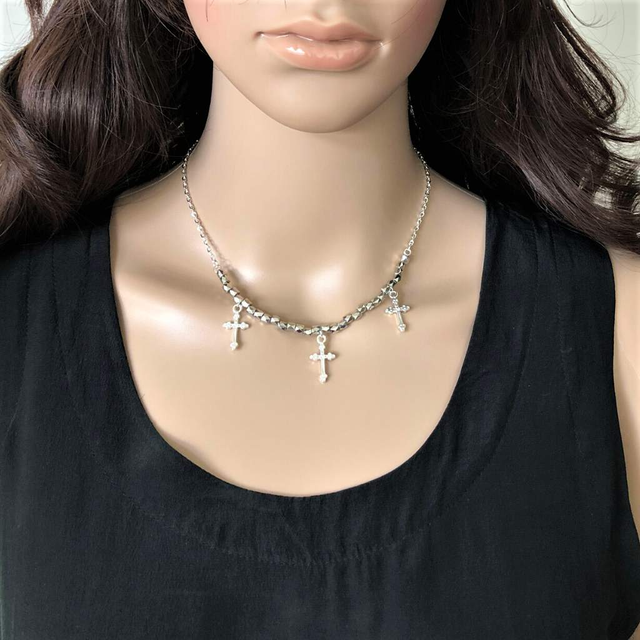 Simple Layer Necklace Chains, Girl / Women Collar Pedant, Cross Choker  Chain, Fake Silver Gold Plated Necklaces, Womens Neck Accessory