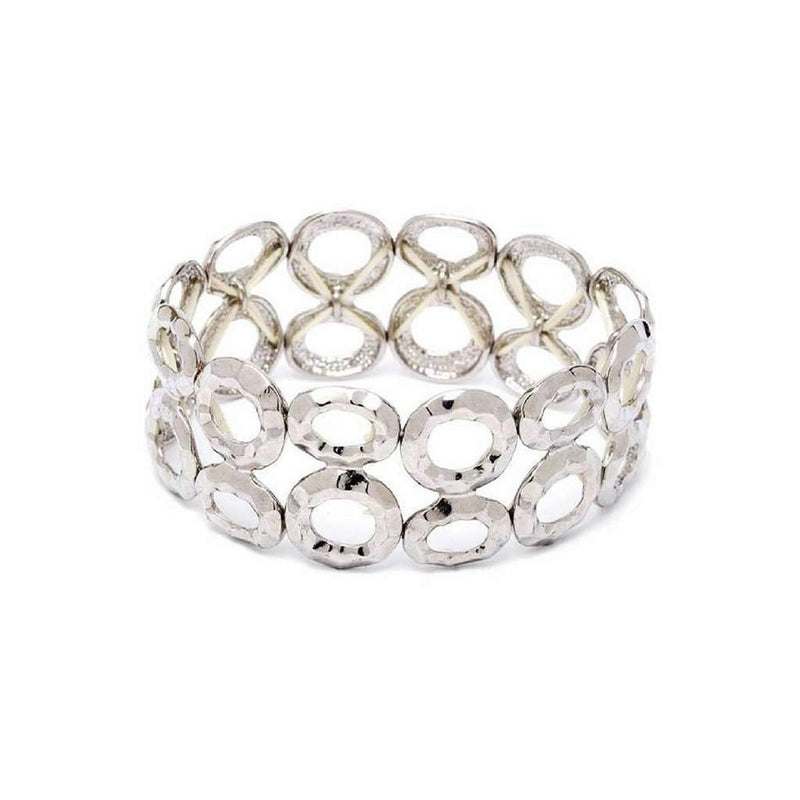 Buy the Silver Double Row Circle Stretch Bracelet | JaeBee Jewelry