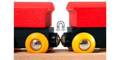 Brio trains connect with magnets