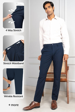 Buy Blue Colour Pants for Men Online in India