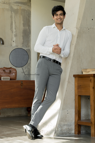 Men Fuscous Gray Pant Casual Solid Color Comfortable Quality Sainly  SAINLY