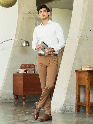 Buy Men Grey Slim Fit Textured Casual Trousers Online  852120  Allen Solly
