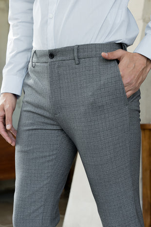 Grey Speckled Merino Wool Blend Pants