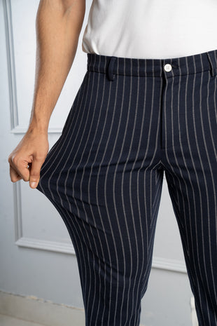 Men's Comfort Fit Pants With Side Stripes In Beige