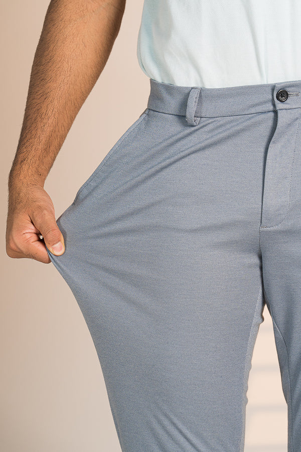 Monsoon Steel Gray ChecksPlaid Premium TerryRayon Pant For Men