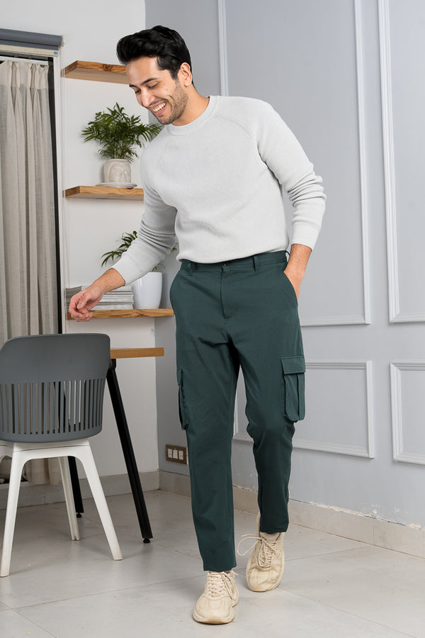 Buy Olive Green Stretch Cargo Pants For Men Online In India