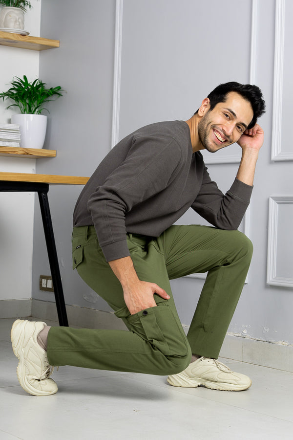 Buy Men's Spanish Grey Stretch Cargo Pants Online In India