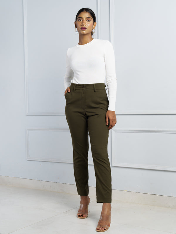 Olive Green Trousers - Buy Olive Green Trousers online in India