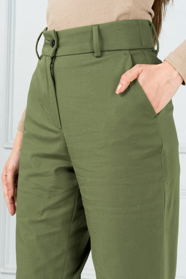 Buy Women's Earth Khaki Stretch Chino Pants Online In India