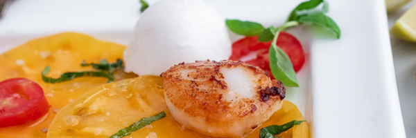 caprese salad with scallops