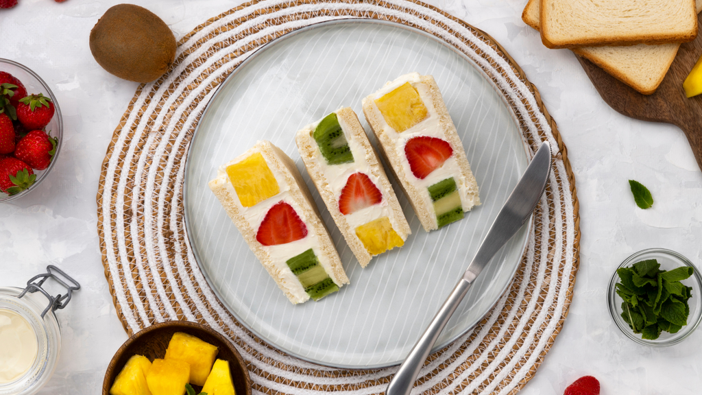Three Japanese Fruit Sandwich on a plate