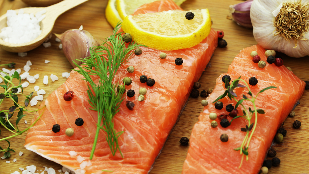 Fresh salmon fillet with spices