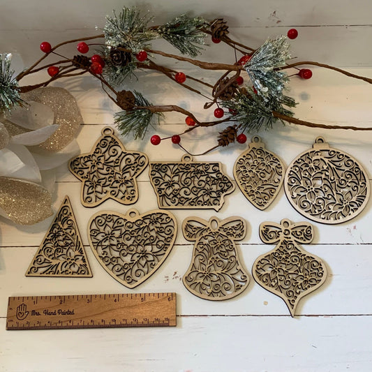 Laser Cut Wood Layered Ornament - Reindeer and Woodland Scene