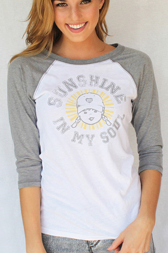 grey and white baseball tee