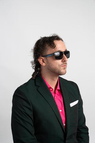man wearing square sport sunglasses
