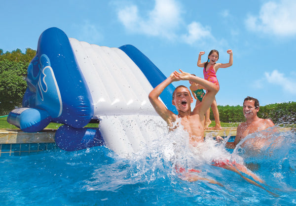 inflatable slide in use