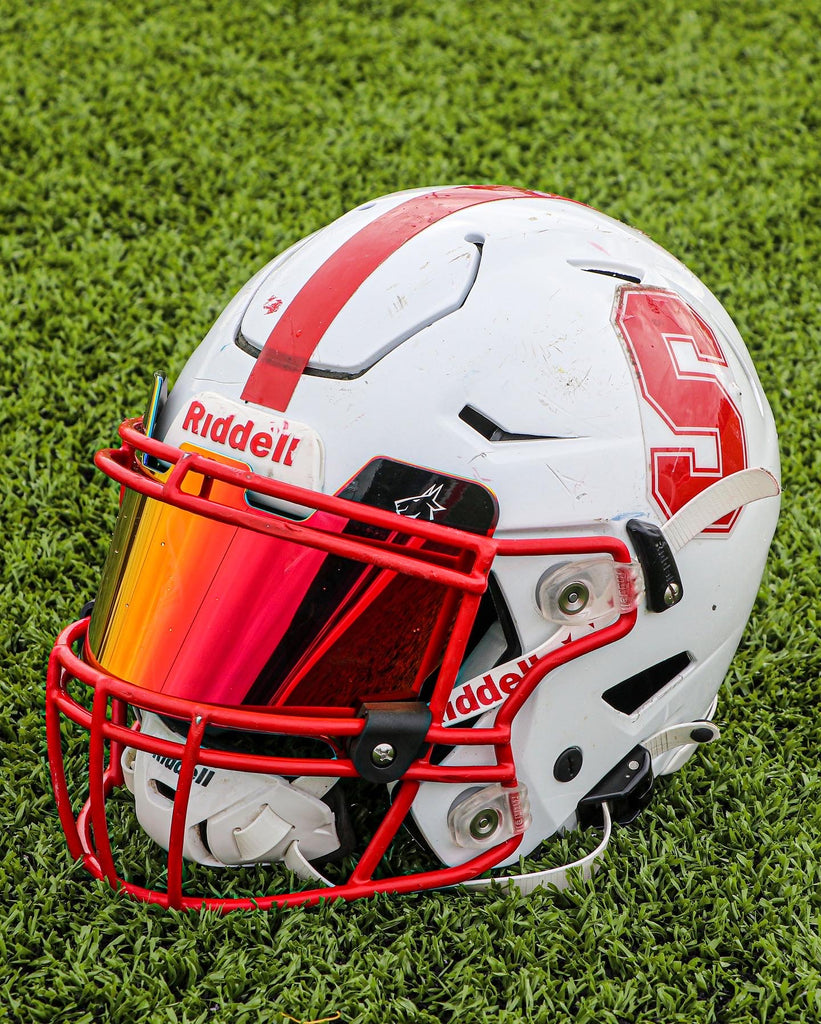 red chrome football visor