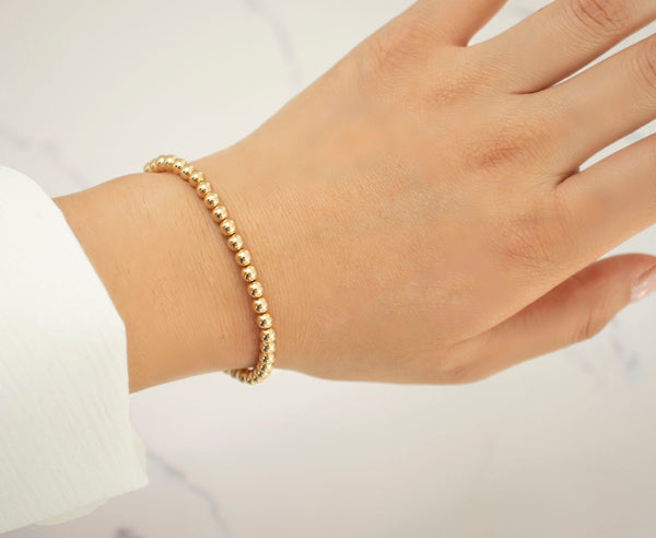3mm 14k gold-filled bead bracelet with gemstones – Lizzy Shaw Studio