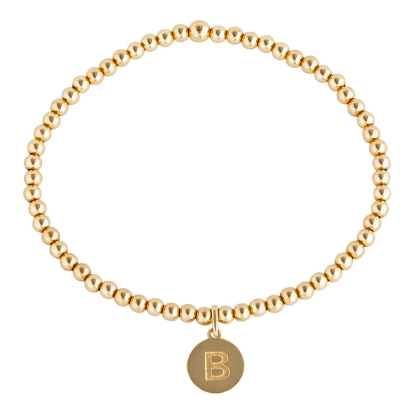 Custom 14K Gold Filled Bracelet w/ White Round Beads & Gold Letters –  beadswithb