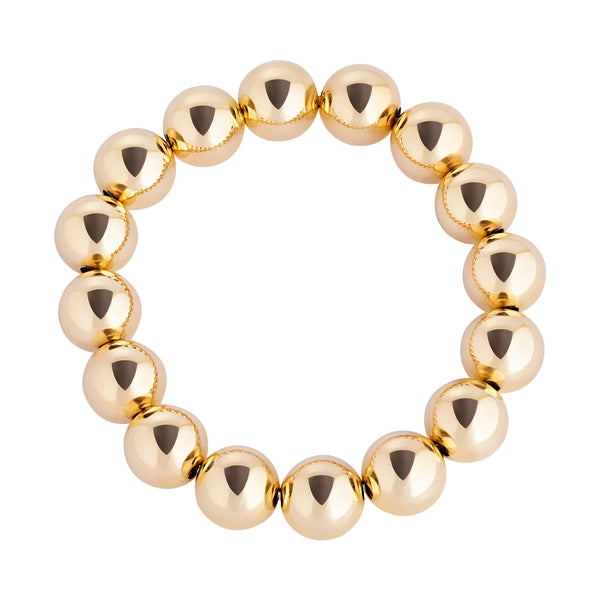 14k Gold Solid Bead Stretch Bracelet – Sabrina Design