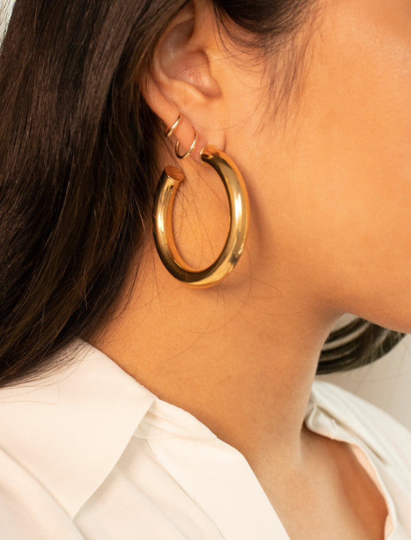 Gold Filled Plain Creole Hoop Earrings – Ariette Jewellery