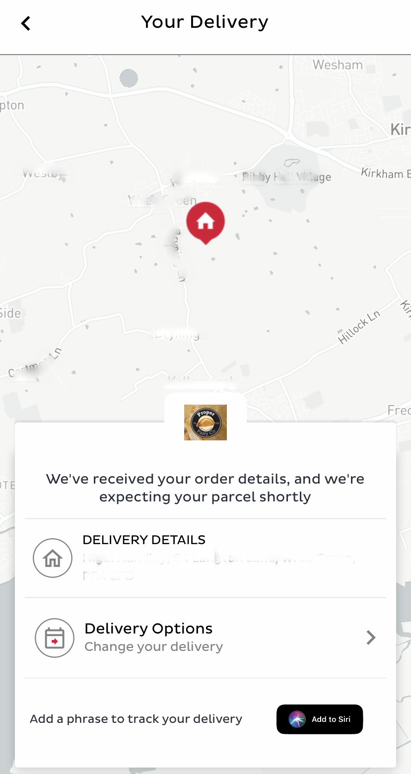 DPD Cornish Pasty Delivery progress