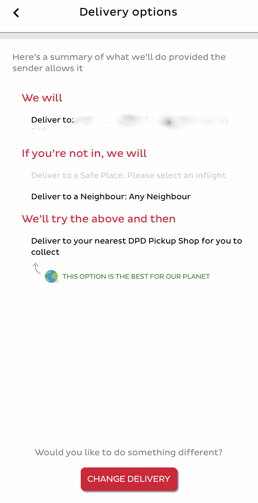 DPD App Delivery Options