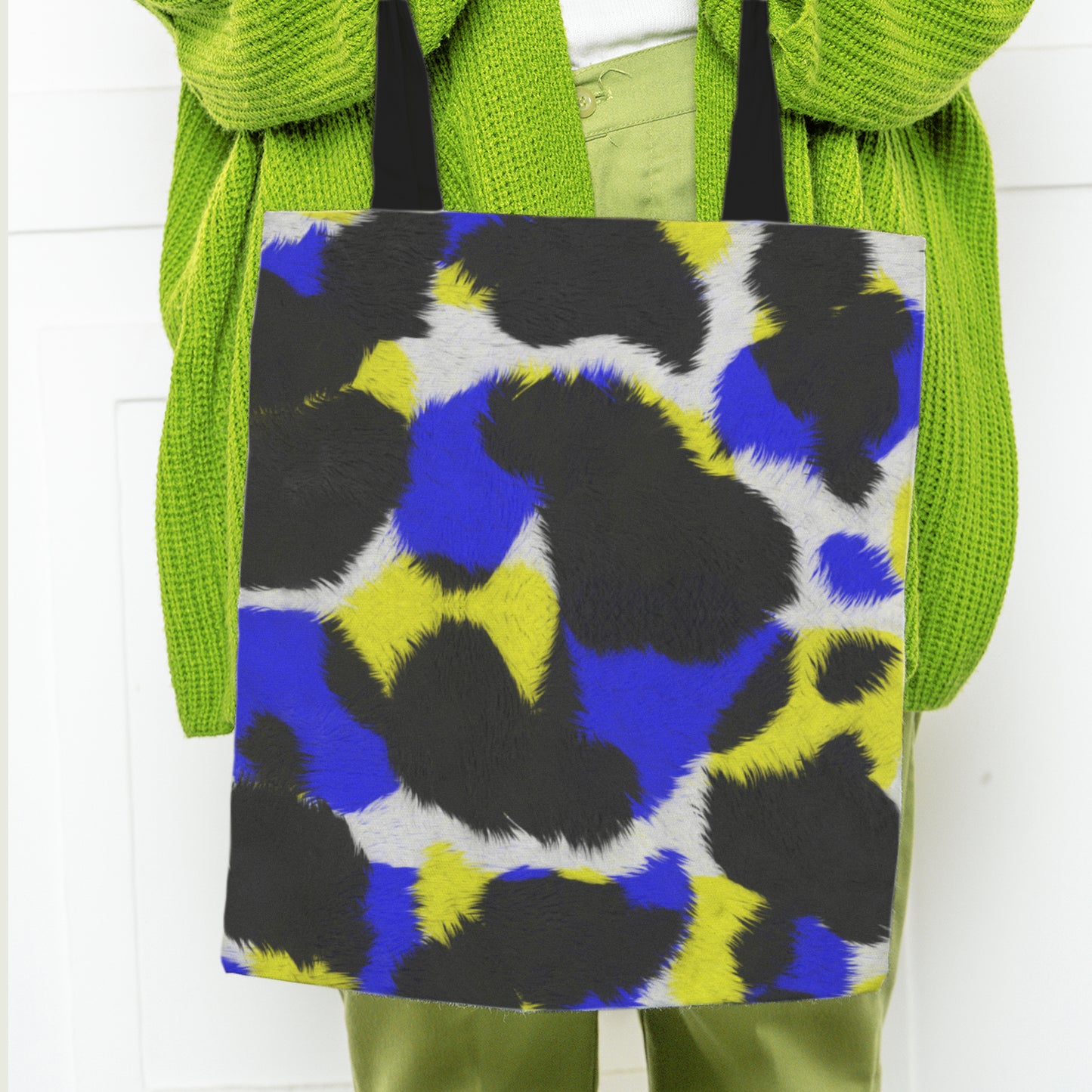 Melted Neon Smiley Print Tote Bag in Pastel