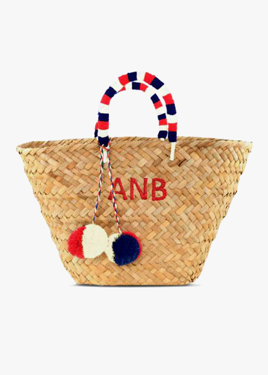 St Tropez Pom Pom Straw Tote