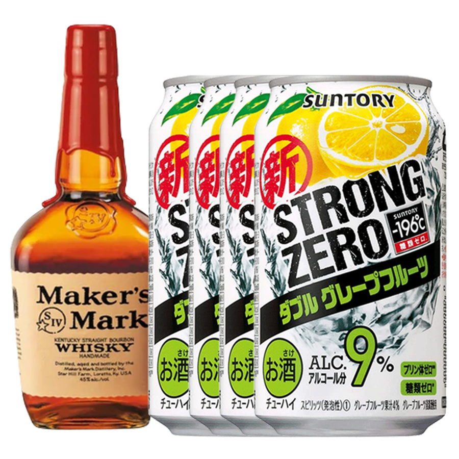 Maker’s Mark 750ml with 4 Cans of Strong Zero Double Grapefruit 350ml