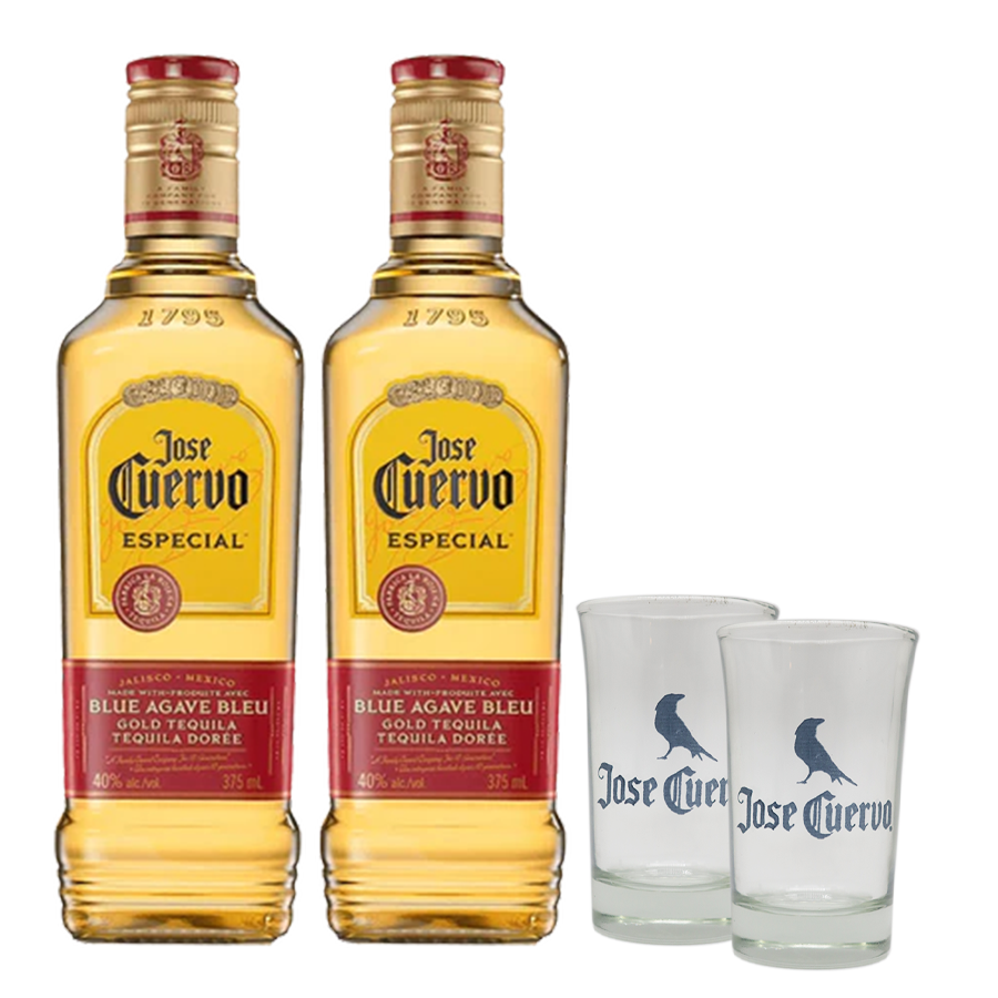 Buy Jose Cuervo Especial Reposado 375ml Bundle Of 2 With 2 Shot Glasses ...